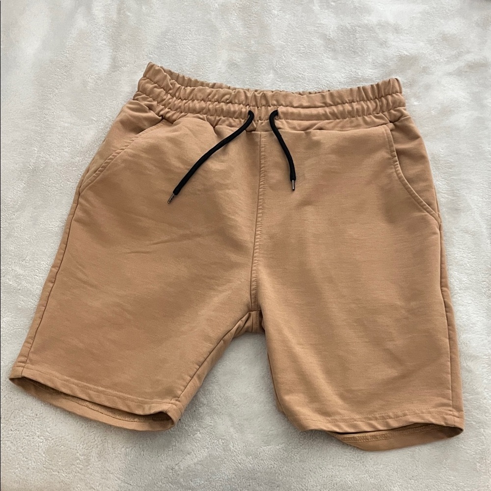 Casual Tan Drawstring Sweat Shorts